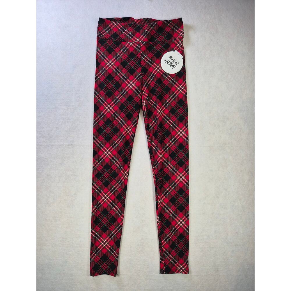 Christmas Leggings Cute Plaid sz M #2191